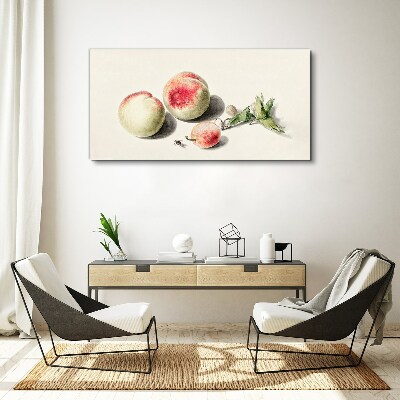 Juicy peaches on a light background Canvas Wall art