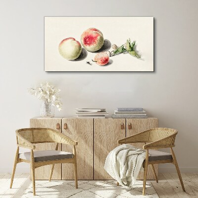 Juicy peaches on a light background Canvas Wall art