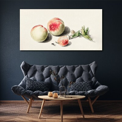 Juicy peaches on a light background Canvas Wall art