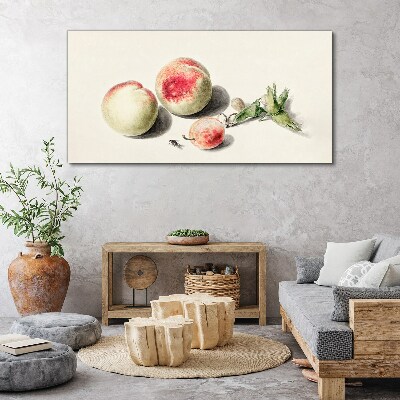 Juicy peaches on a light background Canvas Wall art