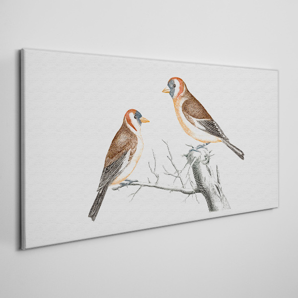 Two birds on a branch Canvas Wall art