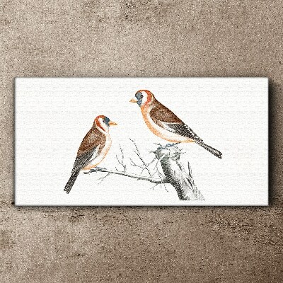 Two birds on a branch Canvas Wall art