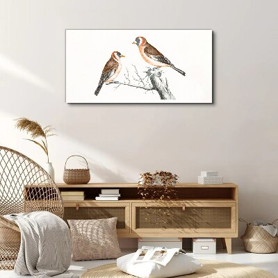 Two birds on a branch Canvas Wall art