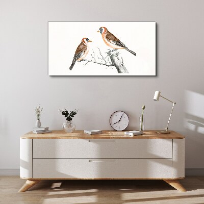 Two birds on a branch Canvas Wall art