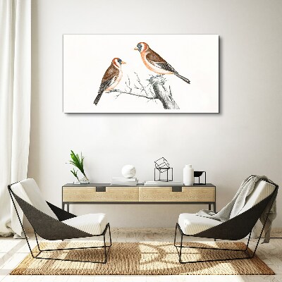 Two birds on a branch Canvas Wall art