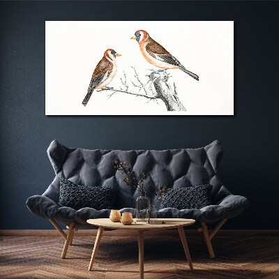 Two birds on a branch Canvas Wall art