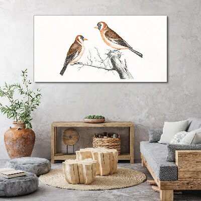Two birds on a branch Canvas Wall art