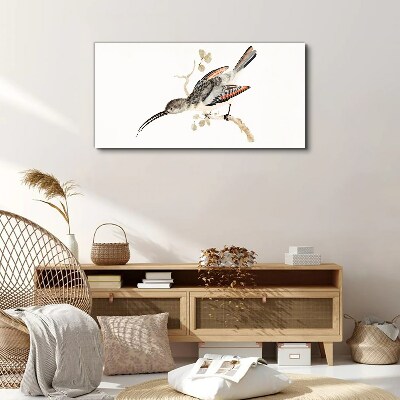 Drawing animal bird branch Canvas Wall art