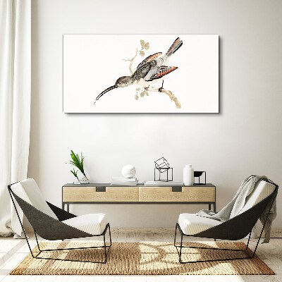 Drawing animal bird branch Canvas Wall art