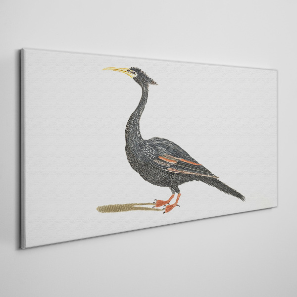 Black bird on white background Canvas Wall art