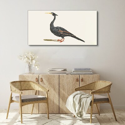 Black bird on white background Canvas Wall art