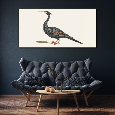 Black bird on white background Canvas Wall art