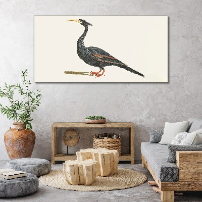 Black bird on white background Canvas Wall art