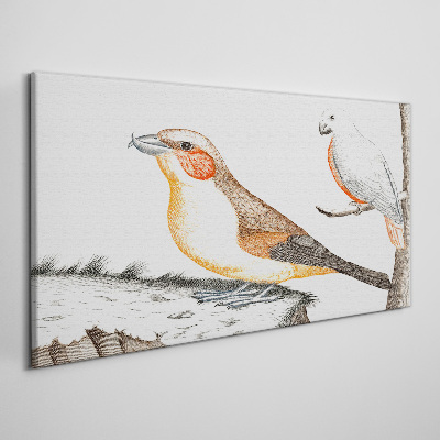 Bird duet on a branch Canvas Wall art