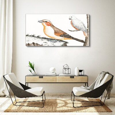 Bird duet on a branch Canvas Wall art