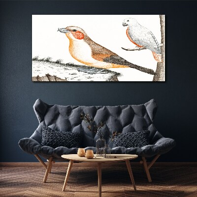 Bird duet on a branch Canvas Wall art