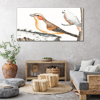 Bird duet on a branch Canvas Wall art