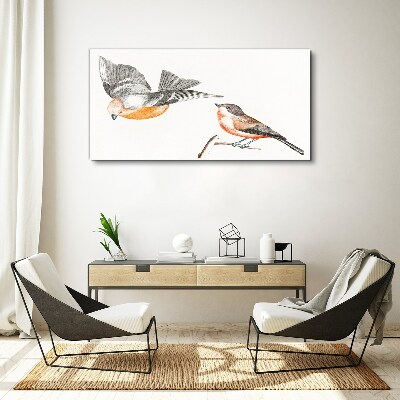 Birds in flight and on a branch Canvas Wall art