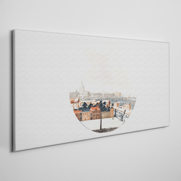City view with a circular frame Canvas Wall art