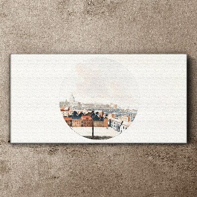 City view with a circular frame Canvas Wall art