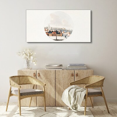 City view with a circular frame Canvas Wall art