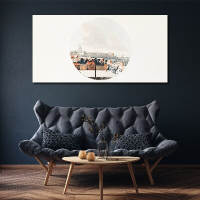 City view with a circular frame Canvas Wall art
