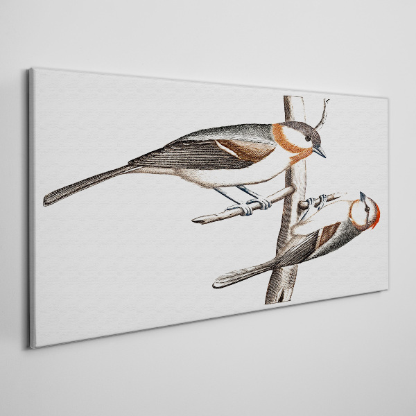 Nightingales on a branch Canvas Wall art
