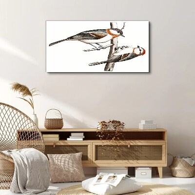 Nightingales on a branch Canvas Wall art