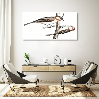 Nightingales on a branch Canvas Wall art