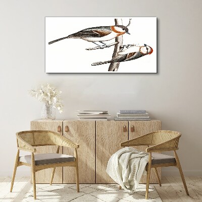 Nightingales on a branch Canvas Wall art