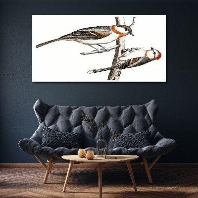 Nightingales on a branch Canvas Wall art