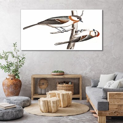Nightingales on a branch Canvas Wall art