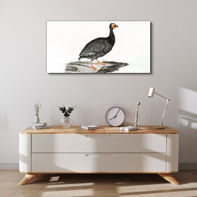 Black bird on white background Canvas Wall art