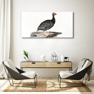 Black bird on white background Canvas Wall art