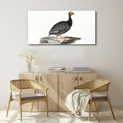 Black bird on white background Canvas Wall art