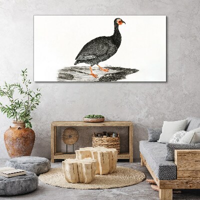 Black bird on white background Canvas Wall art
