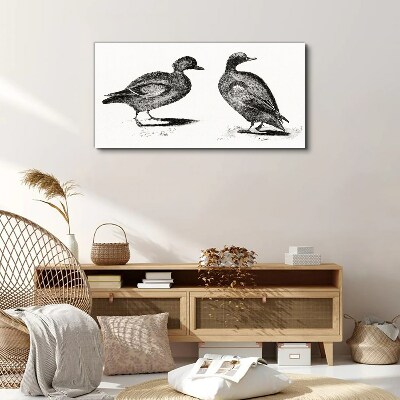 Two ducks in a monochromatic style Canvas Wall art