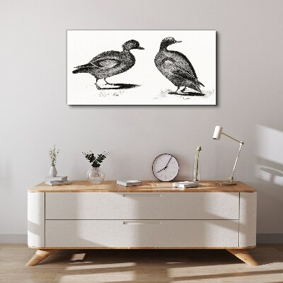Two ducks in a monochromatic style Canvas Wall art