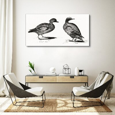 Two ducks in a monochromatic style Canvas Wall art