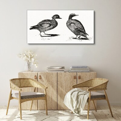 Two ducks in a monochromatic style Canvas Wall art