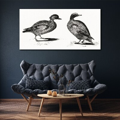 Two ducks in a monochromatic style Canvas Wall art