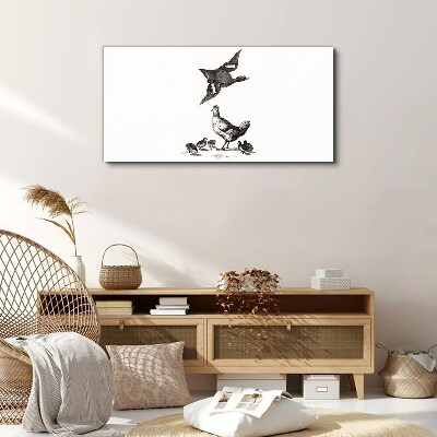 The bird world in black and white Canvas Wall art