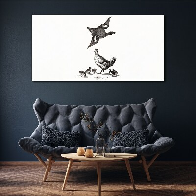 The bird world in black and white Canvas Wall art