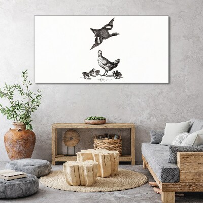 The bird world in black and white Canvas Wall art