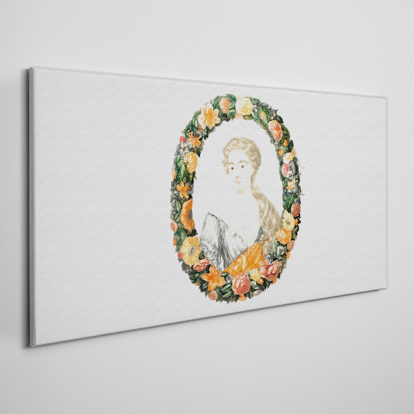 Portrait in a flower frame Canvas Wall art