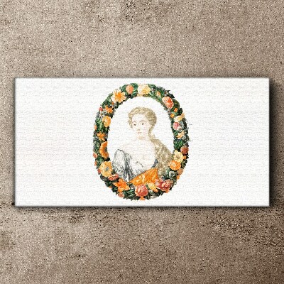 Portrait in a flower frame Canvas Wall art