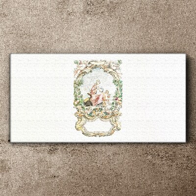 Romantic scene in a decorative frame Canvas Wall art