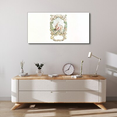 Romantic scene in a decorative frame Canvas Wall art
