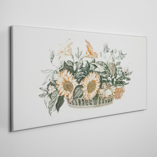 Flower bouquet in a basket Canvas Wall art