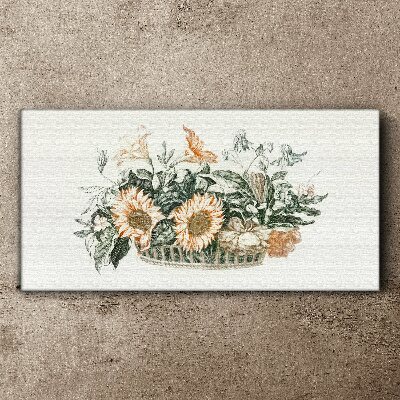 Flower bouquet in a basket Canvas Wall art